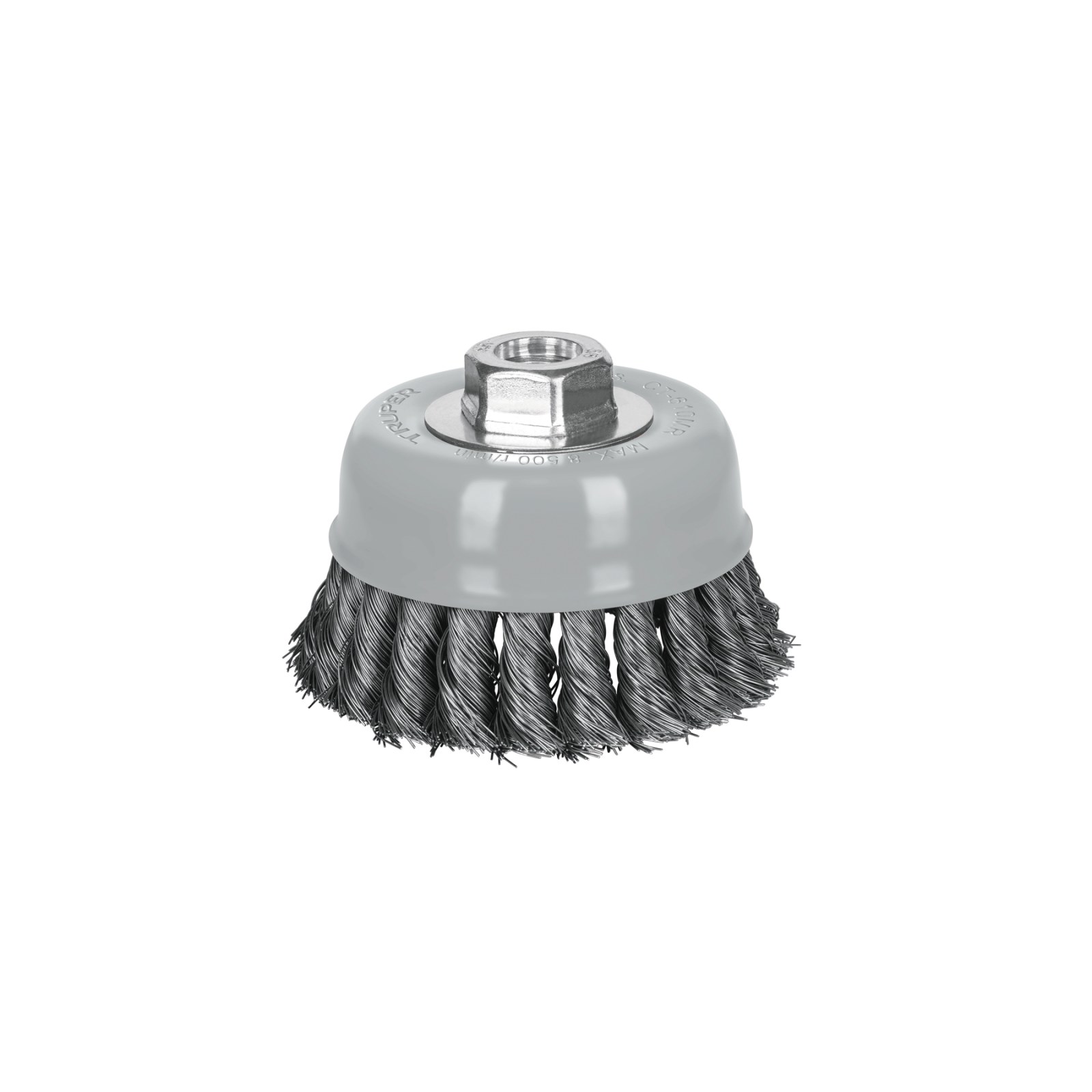 Carda copa 4" alambre trenzado fino, Multi-rosca, TRUPER