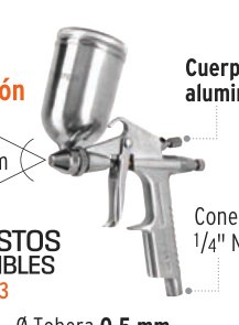 Pistola para retoque LVMP vaso aluminio, 0.5 mm, TRUPER