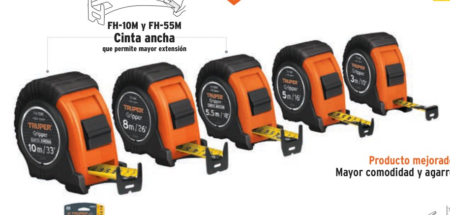 Flexómetro Gripper contra impactos 3 m cinta 13 mm, TRUPER