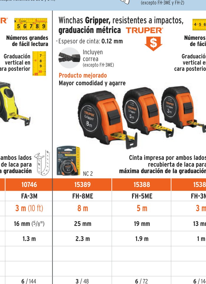 Flexómetro contra impactos 8 m cinta 25 mm grad. métrica