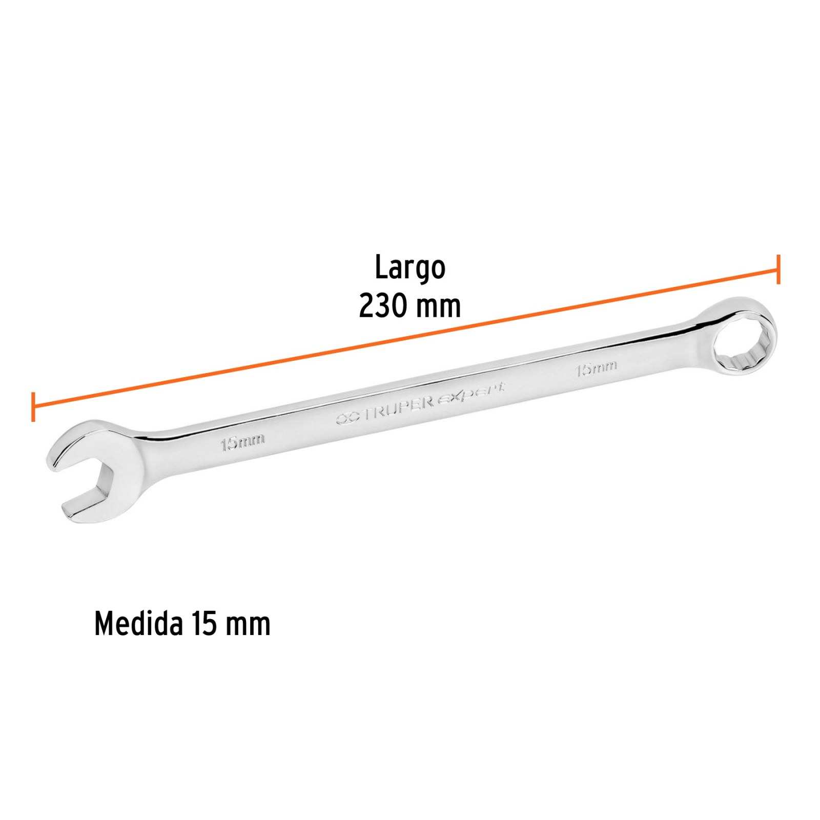Llave combinada extralarga 15 mm x 230 mm de largo, EXPERT