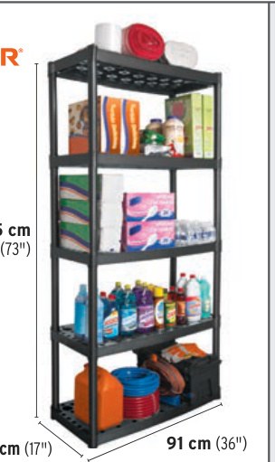 Estante plástico 5 repisas capacidad 70kg, 91x43x185, TRUPER