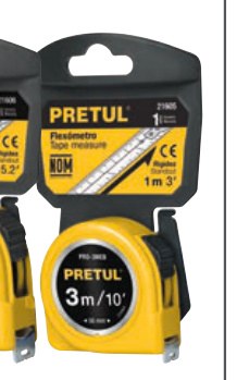 Flexómetro amarillo 3 m cinta 13 mm, en tarjeta, PRETUL
