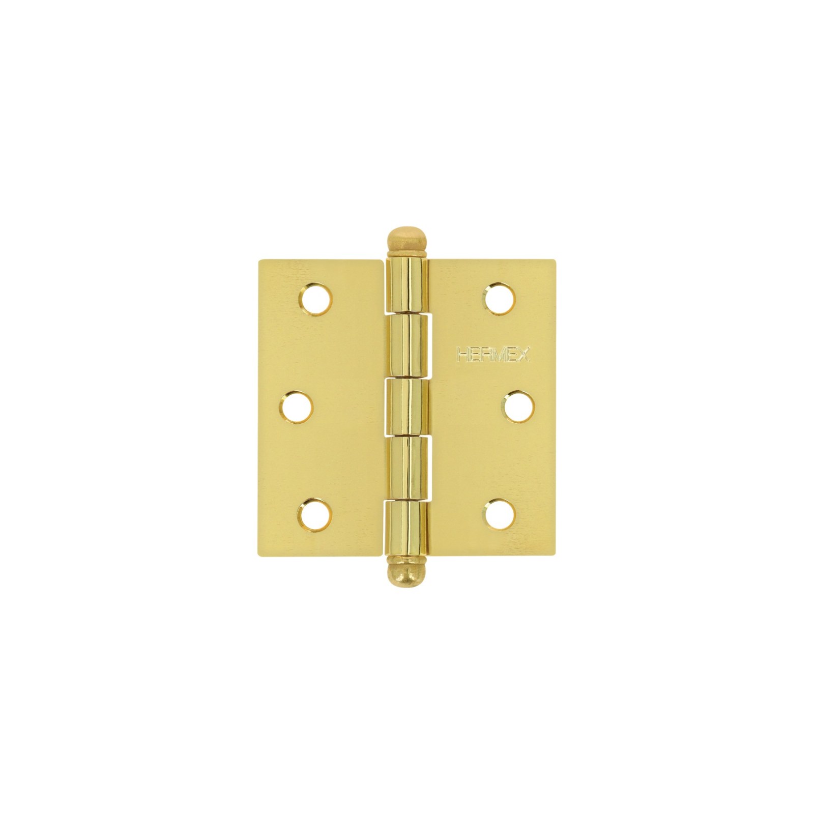 Bisagra cuadrada 2-1/2", latonado, cabeza redonda, HERMEX
