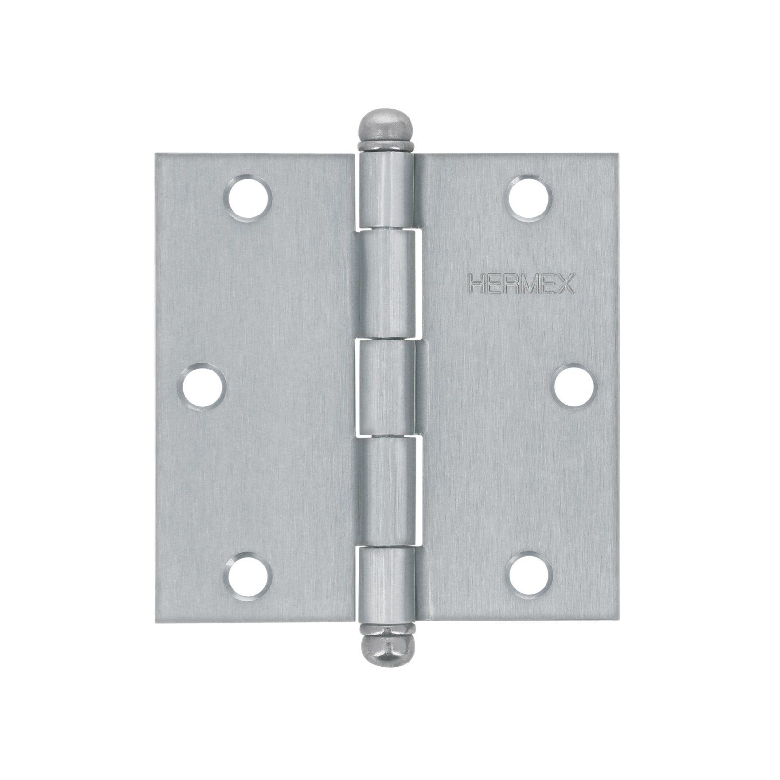 Bisagra cuadrada 3-1/2", satinado, cabeza redonda, HERMEX