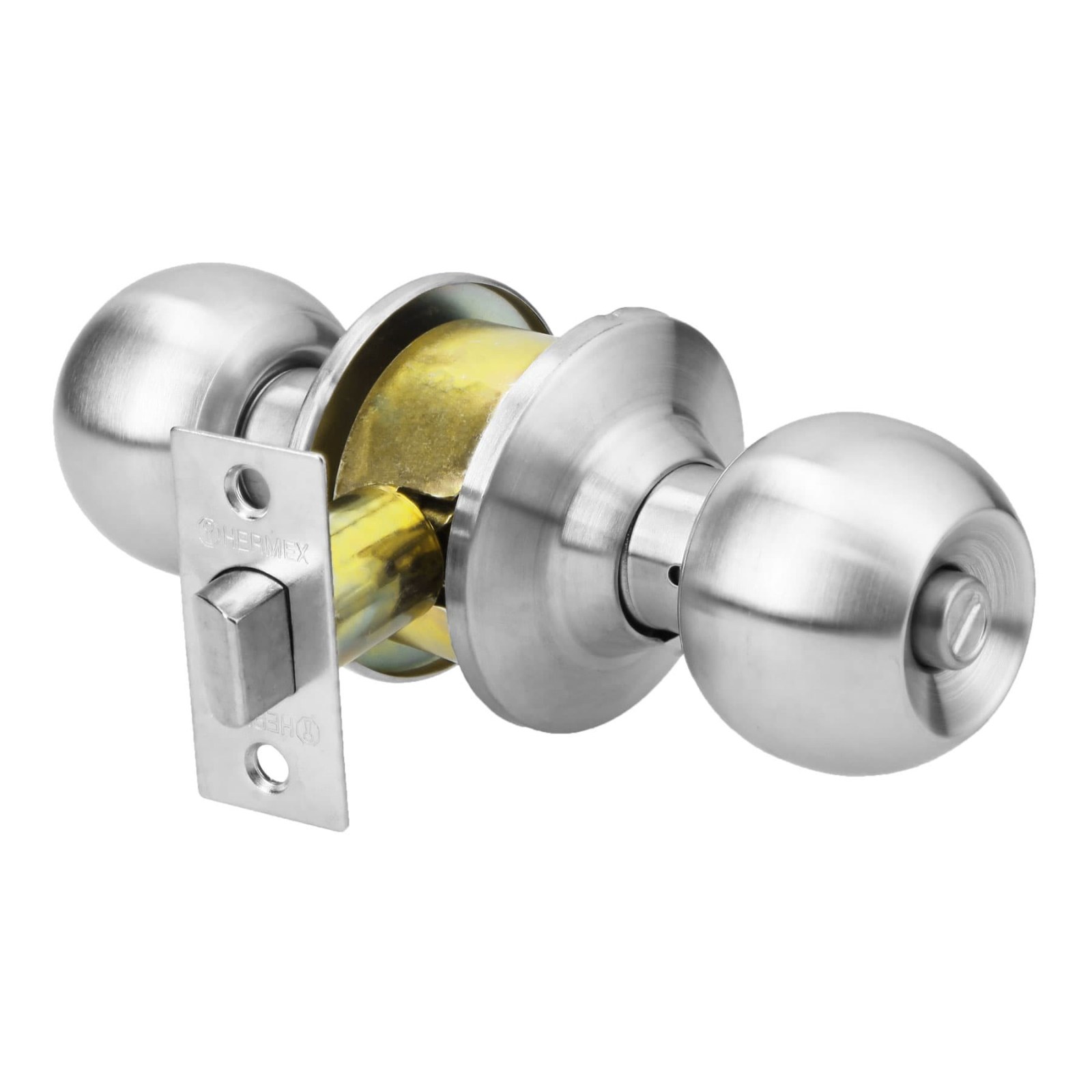 Cerradura tipo esfera para baño, cromo mate, HERMEX