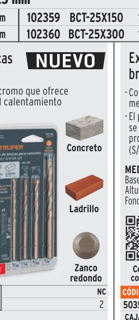 Exhibidor despachador con brocas para concreto, TRUPER